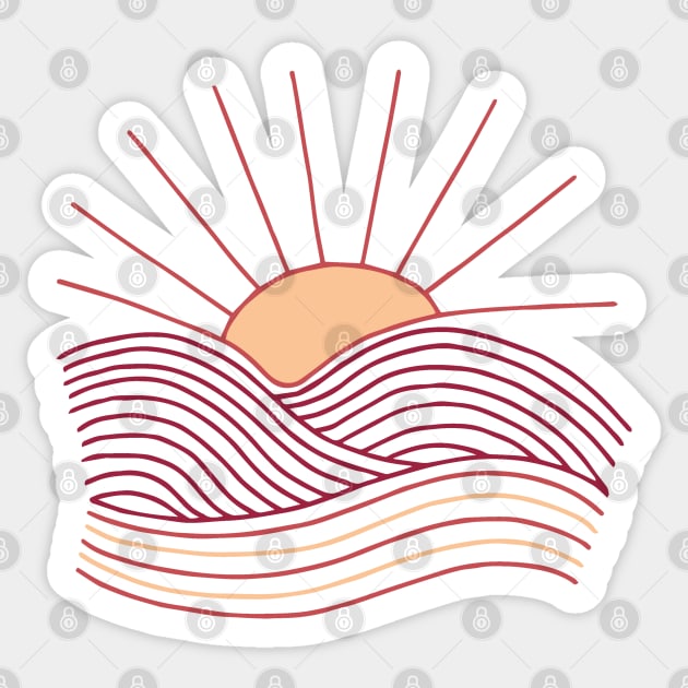 Sunset on Rolling Mountains || Hills || Abstract Sticker by HLeslie Design